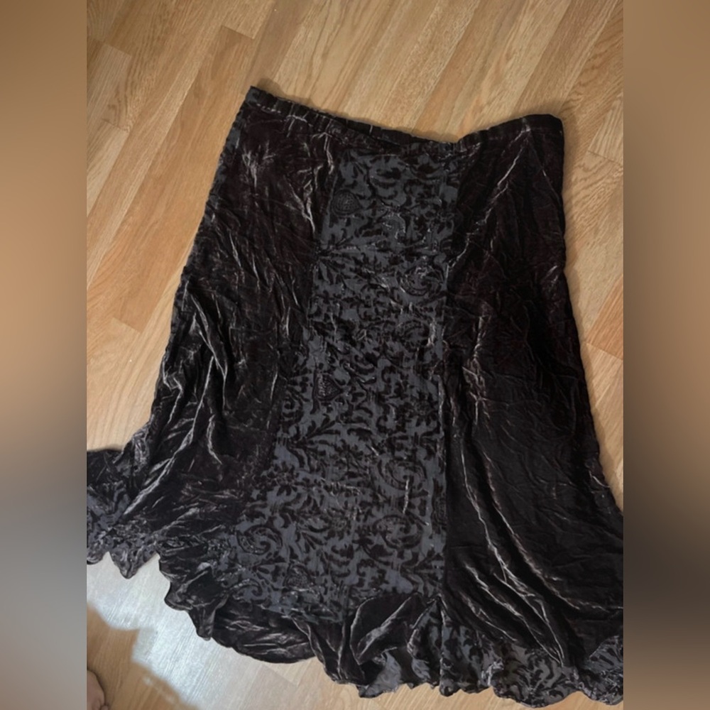 Chico's Black Velvet A-Line Maxi Skirt